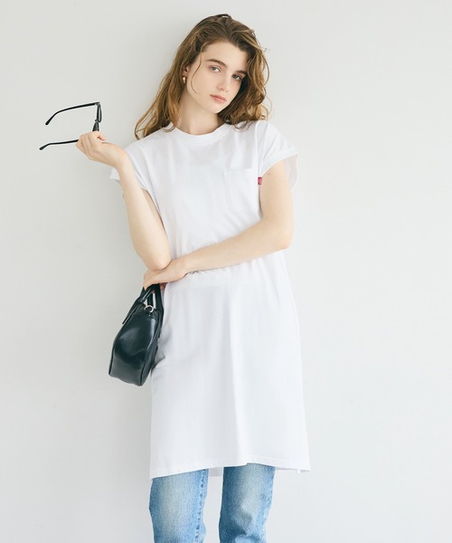 coca(coca)(コカ)の「ピスネームチュニック丈Tシャツ(Tシャツ/カットソー・レディース・ホワイト/ブラック・L/M/S)」の8枚目の写真