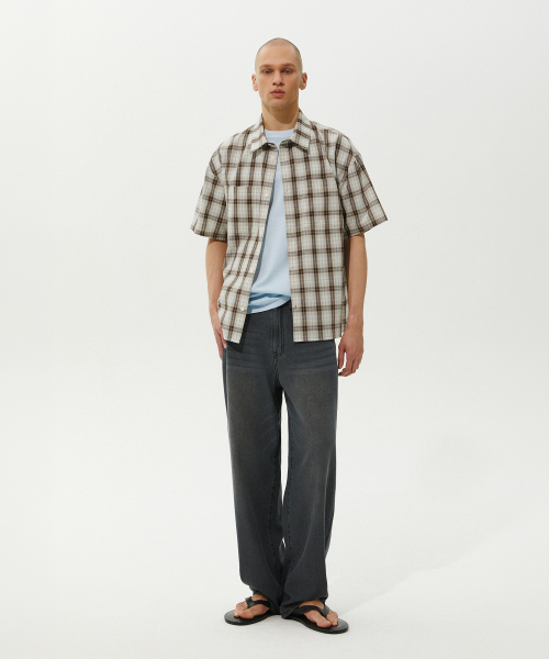PLAC（プラック）の「マイルドチェック半袖シャツ2カラー（シャツ/ブラウス・メンズ・ネイビー/ベージュ・LARGE/MEDIUM）」の3枚目の写真
