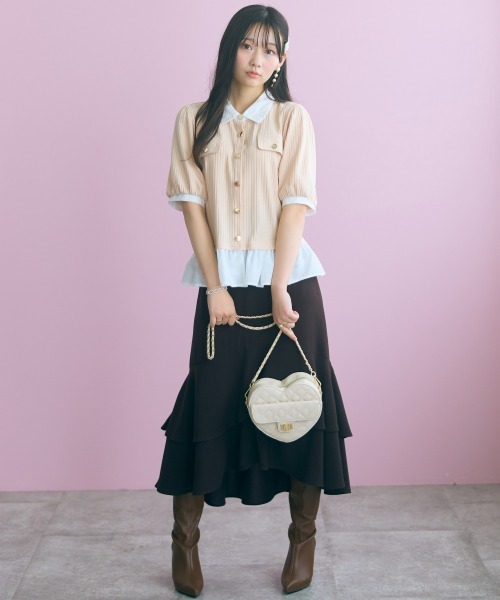 marun(マルン)の「<大きいサイズ>衿付ショートカーディガン風チュニック marun(Tシャツ/カットソー・レディース・ブラック/ベージュ系・4L/3L/LL/L/5L)」の16枚目の写真
