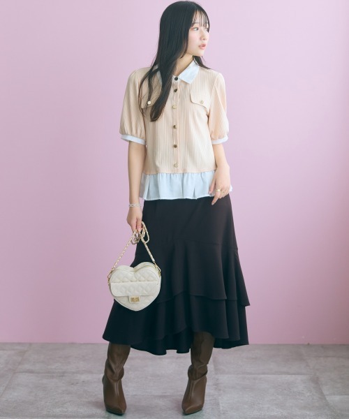 marun(マルン)の「<大きいサイズ>衿付ショートカーディガン風チュニック marun(Tシャツ/カットソー・レディース・ブラック/ベージュ系・4L/3L/LL/L/5L)」の17枚目の写真