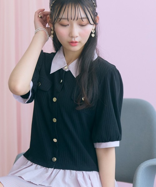marun(マルン)の「<大きいサイズ>衿付ショートカーディガン風チュニック marun(Tシャツ/カットソー・レディース・ブラック/ベージュ系・4L/3L/LL/L/5L)」の21枚目の写真