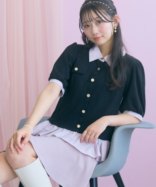 marun(マルン)の「<大きいサイズ>衿付ショートカーディガン風チュニック marun(Tシャツ/カットソー・レディース・ブラック/ベージュ系・4L/3L/LL/L/5L)」の22枚目の写真