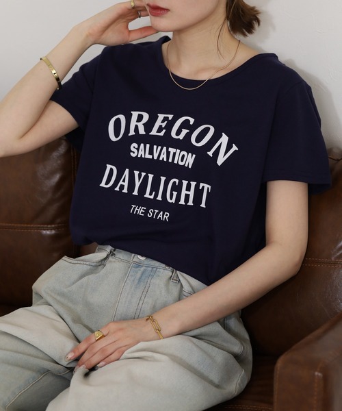 FUNALIVE(ファンアライブ)の「NARNAD レディース ロゴプリントTシャツ 半袖(Tシャツ/カットソー・レディース・ブラック/テラコッタ/ネイビー/ブルー/ホワイト系・4L)」の4枚目の写真