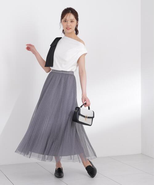 PROPORTION BODY DRESSING(プロポーションボディドレッシング)の「<E>ラメプリーツスカート / 1216227803(スカート・レディース・ホワイト系その他/ダークグレー・MEDIUM/P/S/SMALL)」の2枚目の写真