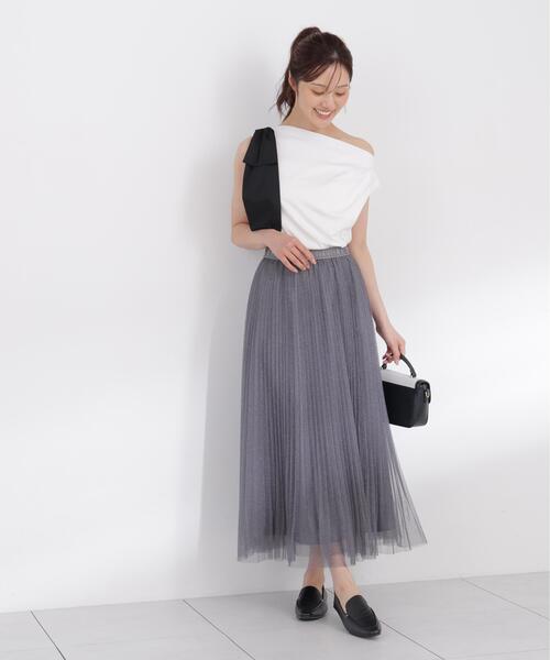 PROPORTION BODY DRESSING(プロポーションボディドレッシング)の「<E>ラメプリーツスカート / 1216227803(スカート・レディース・ホワイト系その他/ダークグレー・MEDIUM/P/S/SMALL)」の4枚目の写真