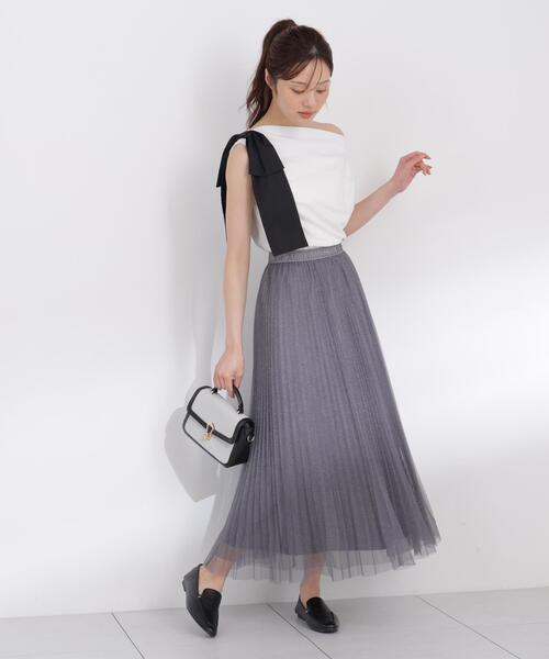 PROPORTION BODY DRESSING(プロポーションボディドレッシング)の「<E>ラメプリーツスカート / 1216227803(スカート・レディース・ホワイト系その他/ダークグレー・MEDIUM/P/S/SMALL)」の5枚目の写真