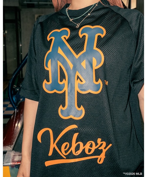 KEBOZ(ケボズ)の「KEBOZ × MLB NEW YORK METS MESH TEE(Tシャツ/カットソー・メンズ・ブラック・M/L/XL)」の2枚目の写真
