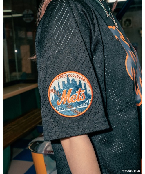 KEBOZ(ケボズ)の「KEBOZ × MLB NEW YORK METS MESH TEE(Tシャツ/カットソー・メンズ・ブラック・M/L/XL)」の3枚目の写真