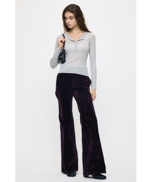 MOUSSY(マウジー)の「【26年AW新作】【セットアップ対応】VELVET LONG LEG FLARE(デニムパンツ・レディース・ボルドー/カーキ/ブラウン/ブラック・1/2/0)」の9枚目の写真