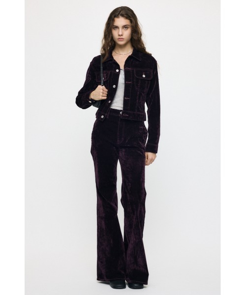 MOUSSY(マウジー)の「【26年AW新作】【セットアップ対応】VELVET LONG LEG FLARE(デニムパンツ・レディース・ボルドー/カーキ/ブラウン/ブラック・1/2/0)」の10枚目の写真