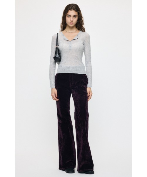MOUSSY(マウジー)の「【26年AW新作】【セットアップ対応】VELVET LONG LEG FLARE(デニムパンツ・レディース・ボルドー/カーキ/ブラウン/ブラック・1/2/0)」の11枚目の写真