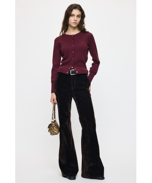 MOUSSY(マウジー)の「【26年AW新作】【セットアップ対応】VELVET LONG LEG FLARE(デニムパンツ・レディース・ボルドー/カーキ/ブラウン/ブラック・1/2/0)」の14枚目の写真