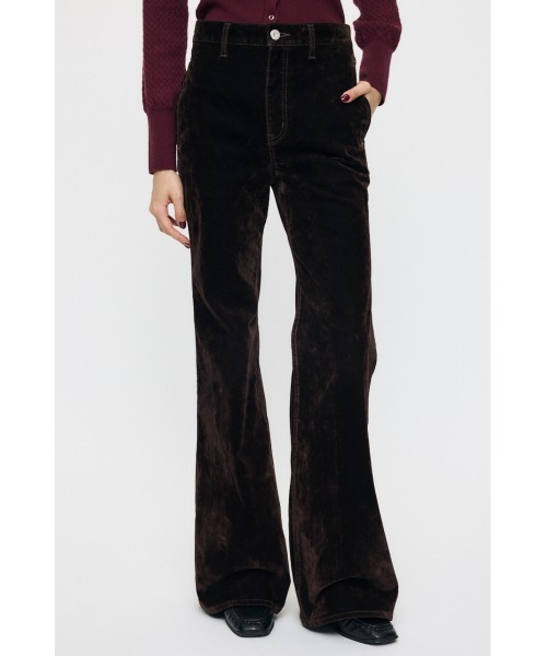 MOUSSY(マウジー)の「【26年AW新作】【セットアップ対応】VELVET LONG LEG FLARE(デニムパンツ・レディース・ボルドー/カーキ/ブラウン/ブラック・1/2/0)」の16枚目の写真