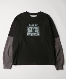 【Sourcream/UINSEX】マルクス紙幣レイヤードワッフルトップス