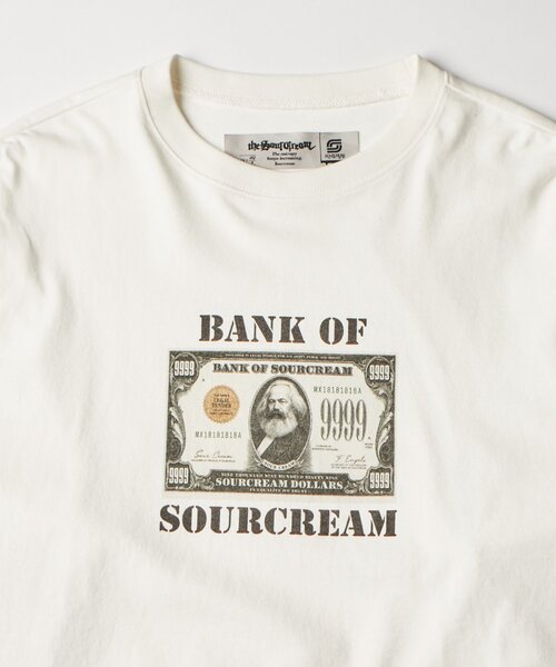 Sourcream(サワークリーム)の「【Sourcream/UINSEX】マルクス紙幣レイヤードワッフルトップス(Tシャツ/カットソー・レディース・ホワイト/ブラック・FREE)」の7枚目の写真