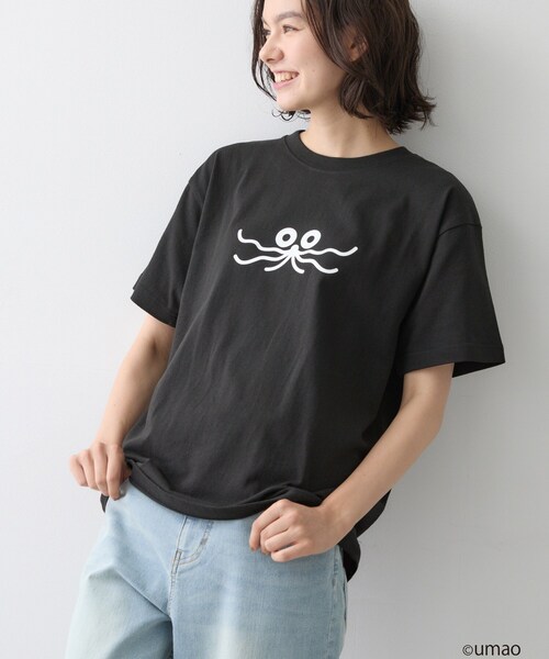Dessin(デッサン)の「UMAO×Dessinコラボ プリントキャットフェイスT(Tシャツ/カットソー・レディース・ブラック/ホワイト系・01/02)」の2枚目の写真