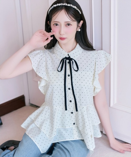 WILLSELECTION(ウィルセレクション)の「イレギュラーヘムリボンタイブラウス(シャツ/ブラウス・レディース・ブラウン系その他/ブラック系その他/ホワイト系その他・FREE)」の2枚目の写真