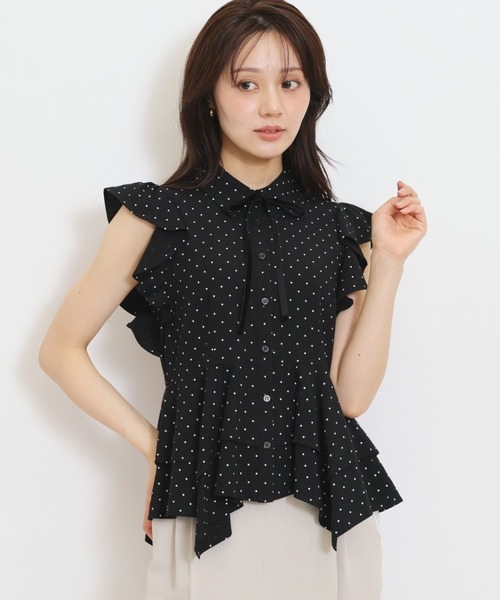 WILLSELECTION(ウィルセレクション)の「イレギュラーヘムリボンタイブラウス(シャツ/ブラウス・レディース・ブラウン系その他/ブラック系その他/ホワイト系その他・FREE)」の3枚目の写真