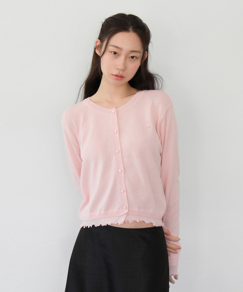 MOUI(モウイ)の「Layered frill cardigan (PINK)(カーディガン/ボレロ・レディース・その他・FREE)」の1枚目の写真