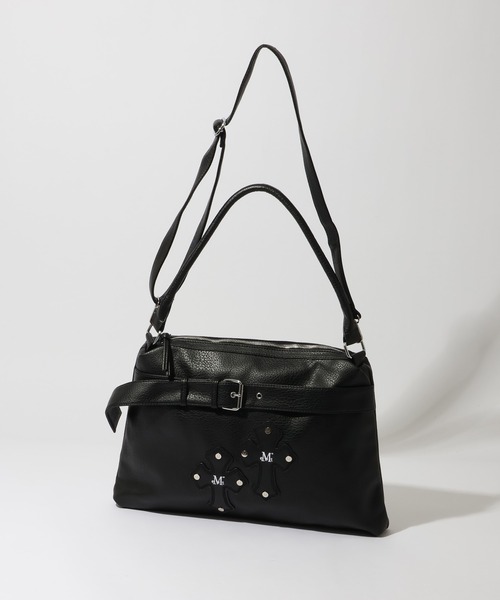 MUCENT(ムセント)の「【MUCENT/ムセント】RAZ CROSS LEATHER BELTED SHOULDER BAG UNISEX/ラズクロス レザーベルトショルダーバッグ(ショルダーバッグ・レディース・ブラック・FREE)」の9枚目の写真