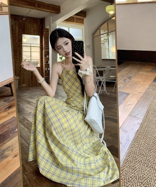 mul.(ムル)の「【TUNE】チェック柄イエローワンピ―ス(ワンピース・レディース・イエロー・FREE)」の5枚目の写真