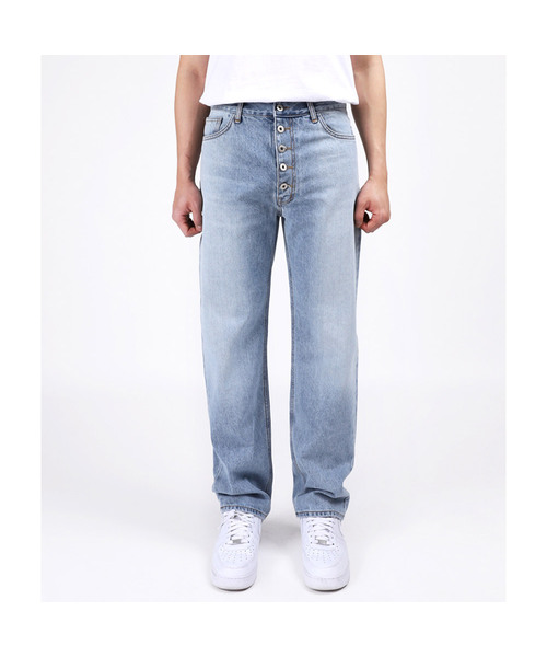 WHYN(ワイエヌ)の「フォーカス ボタン ストレート デニムパンツ F03BRD_WXV10942(デニムパンツ・メンズ・ダークブルー/ライトブルー・LARGE/SMALL/MEDIUM)」の2枚目の写真