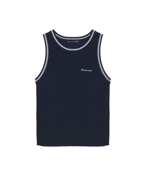 NICK&NICOLE(ニックアンドニコール)の「ミニマルリブノースリーブトップ_NAVY(Tシャツ/カットソー・レディース・その他・FREE)」の1枚目の写真