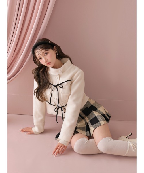 M me eme(エムミーエメ)の「Check box pleats mini skirt(eme11197)(スカート・レディース・ベージュ×ブラック・FL/XS/FREE)」の8枚目の写真