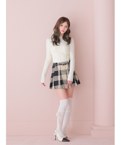 M me eme(エムミーエメ)の「Check box pleats mini skirt(eme11197)(スカート・レディース・ベージュ×ブラック・FL/XS/FREE)」の12枚目の写真