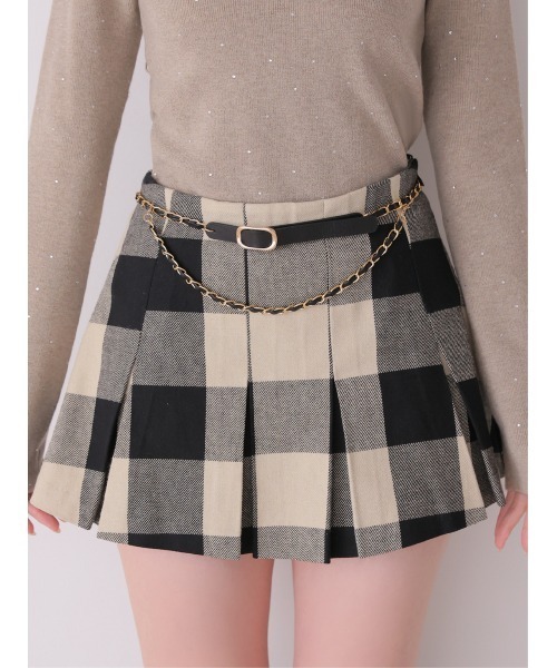 M me eme(エムミーエメ)の「Check box pleats mini skirt(eme11197)(スカート・レディース・ベージュ×ブラック・FL/XS/FREE)」の14枚目の写真