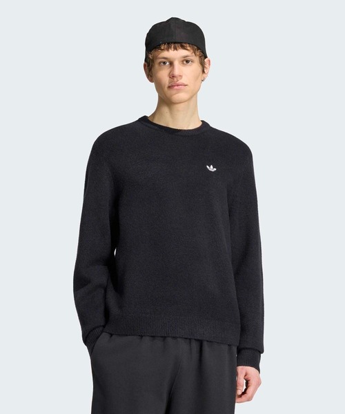 adidas(アディダス)の「トレフォイル エッセンシャルズ フルニット セーター / アディダスオリジナルス adidas Originals(ニット/セーター・メンズ・ブラック・XX-LARGE/X-SMALL/X-LARGE/MEDIUM/LARGE/3XL/SMALL)」の1枚目の写真