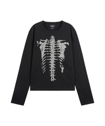 スケルトングラフィック長袖Tシャツ(ブラック)
