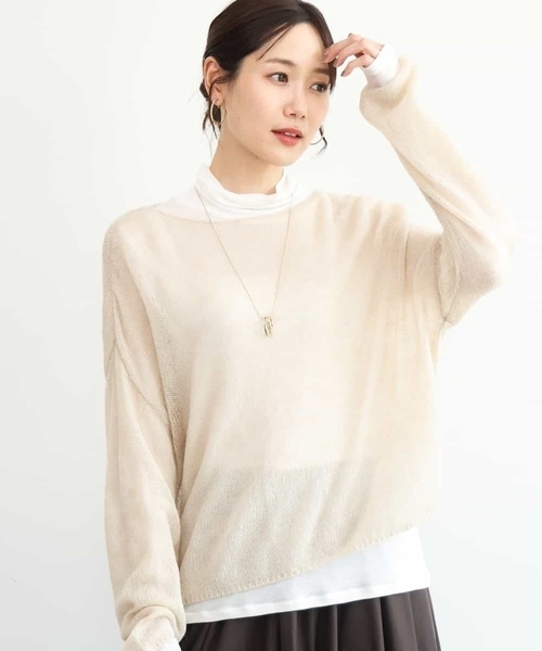 MK MICHEL KLEIN（エムケーミッシェルクラン）の「[洗える]モヘアメッシュニット（ニット/セーター・レディース・ライトブルー/ベージュ/グレー・38）」の3枚目の写真