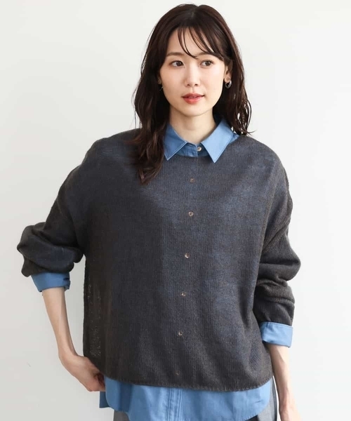 MK MICHEL KLEIN（エムケーミッシェルクラン）の「[洗える]モヘアメッシュニット（ニット/セーター・レディース・ライトブルー/ベージュ/グレー・38）」の2枚目の写真