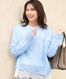 [洗える]モヘアメッシュニット