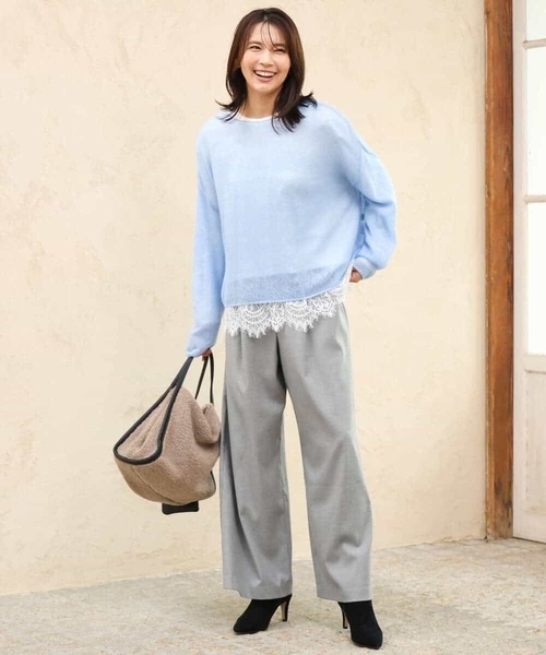 MK MICHEL KLEIN（エムケーミッシェルクラン）の「[洗える]モヘアメッシュニット（ニット/セーター・レディース・ライトブルー/ベージュ/グレー・38）」の9枚目の写真