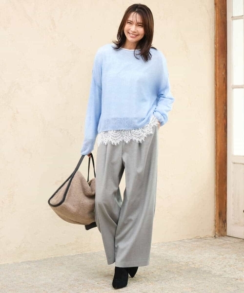 MK MICHEL KLEIN（エムケーミッシェルクラン）の「[洗える]モヘアメッシュニット（ニット/セーター・レディース・ライトブルー/ベージュ/グレー・38）」の10枚目の写真