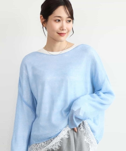 MK MICHEL KLEIN（エムケーミッシェルクラン）の「[洗える]モヘアメッシュニット（ニット/セーター・レディース・ライトブルー/ベージュ/グレー・38）」の14枚目の写真