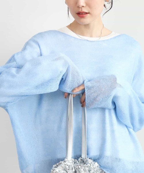 MK MICHEL KLEIN（エムケーミッシェルクラン）の「[洗える]モヘアメッシュニット（ニット/セーター・レディース・ライトブルー/ベージュ/グレー・38）」の15枚目の写真