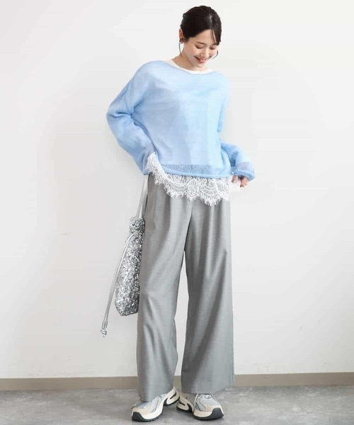 MK MICHEL KLEIN（エムケーミッシェルクラン）の「[洗える]モヘアメッシュニット（ニット/セーター・レディース・ライトブルー/ベージュ/グレー・38）」の18枚目の写真