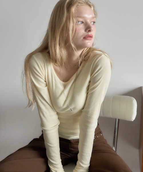 Birthday room(バースデイルーム)の「カラーコンパクトロンT/Colored Compact Long-Sleeve T-Shirt(Tシャツ/カットソー・レディース・グレー/ミント/イエロー/ホワイト・FREE)」の4枚目の写真