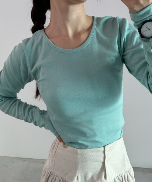 Birthday room(バースデイルーム)の「カラーコンパクトロンT/Colored Compact Long-Sleeve T-Shirt(Tシャツ/カットソー・レディース・グレー/ミント/イエロー/ホワイト・FREE)」の10枚目の写真