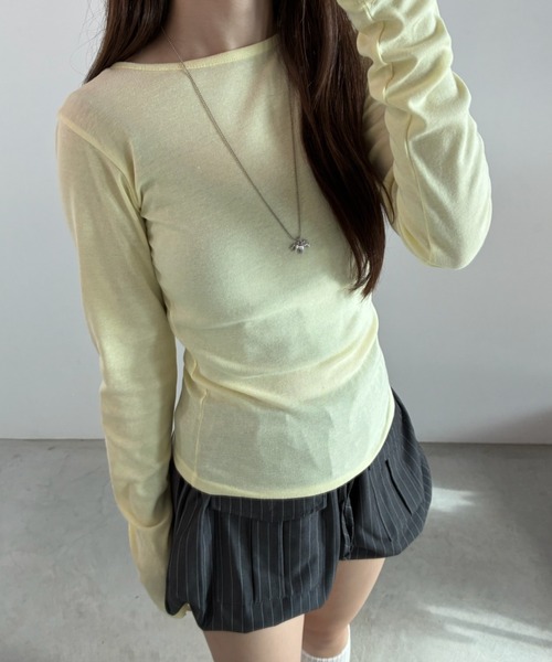 Birthday room(バースデイルーム)の「カラーコンパクトロンT/Colored Compact Long-Sleeve T-Shirt(Tシャツ/カットソー・レディース・グレー/ミント/イエロー/ホワイト・FREE)」の5枚目の写真
