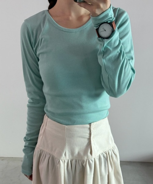Birthday room(バースデイルーム)の「カラーコンパクトロンT/Colored Compact Long-Sleeve T-Shirt(Tシャツ/カットソー・レディース・グレー/ミント/イエロー/ホワイト・FREE)」の9枚目の写真