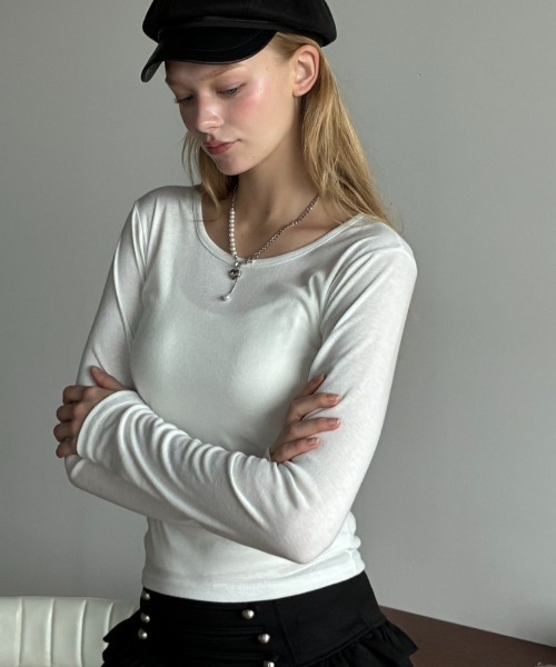 Birthday room(バースデイルーム)の「カラーコンパクトロンT/Colored Compact Long-Sleeve T-Shirt(Tシャツ/カットソー・レディース・グレー/ミント/イエロー/ホワイト・FREE)」の13枚目の写真