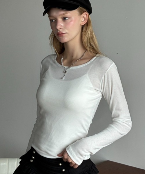 Birthday room(バースデイルーム)の「カラーコンパクトロンT/Colored Compact Long-Sleeve T-Shirt(Tシャツ/カットソー・レディース・グレー/ミント/イエロー/ホワイト・FREE)」の14枚目の写真