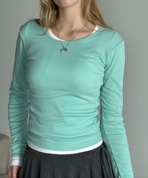 Birthday room(バースデイルーム)の「カラーコンパクトロンT/Colored Compact Long-Sleeve T-Shirt(Tシャツ/カットソー・レディース・グレー/ミント/イエロー/ホワイト・FREE)」の17枚目の写真
