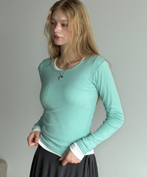 Birthday room(バースデイルーム)の「カラーコンパクトロンT/Colored Compact Long-Sleeve T-Shirt(Tシャツ/カットソー・レディース・グレー/ミント/イエロー/ホワイト・FREE)」の20枚目の写真