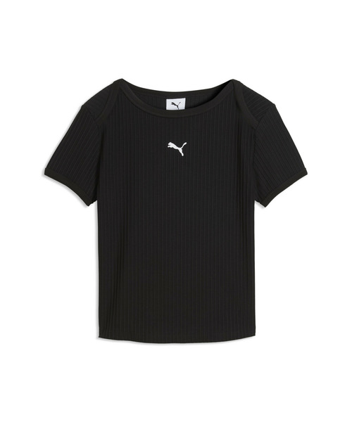 PUMA（プーマ）の「PUMA プーマ ウィメンズ ESS リブ スリム 半袖 Tシャツ（Tシャツ/カットソー・レディース・ブラック/ホワイト・SMALL/X-LARGE/LARGE/MEDIUM）」の5枚目の写真