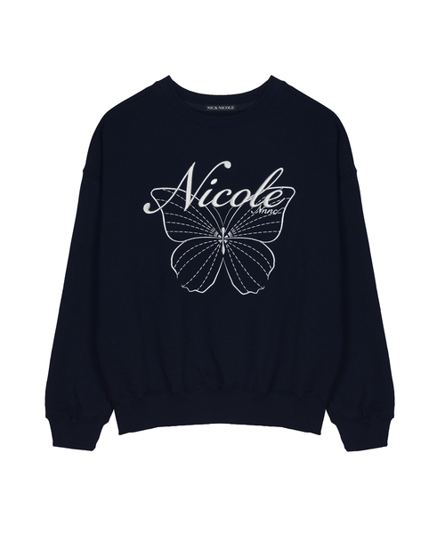 NICK&NICOLE(ニックアンドニコール)の「NICOLE バタフライ スウェットシャツ ネイビー/ホワイト(スウェット・レディース・ネイビー・FREE)」の1枚目の写真